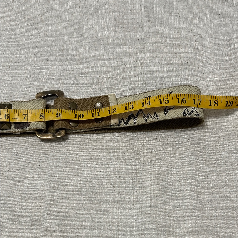 Free People We the Free Belt Studded Canvas Mountain Design and Large Buckle - Picture 7 of 13